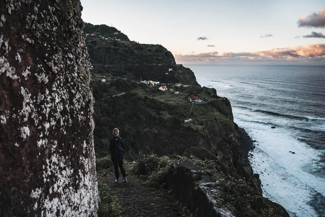 A hiker on the north coast of Madeira, Portugal, the lifestyle behind a Golden Visa